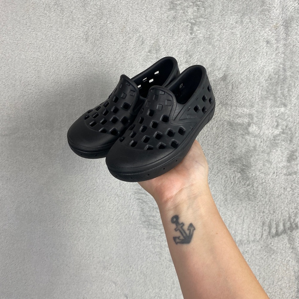 Vans Toddler Trek Slip-On Black Rubber Water Shoes TS9 Casual Summer Vacation